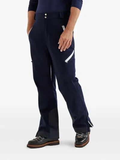 Brunello Cucinelli Mountain Padding Contrast Side-zip Trousers In Blue