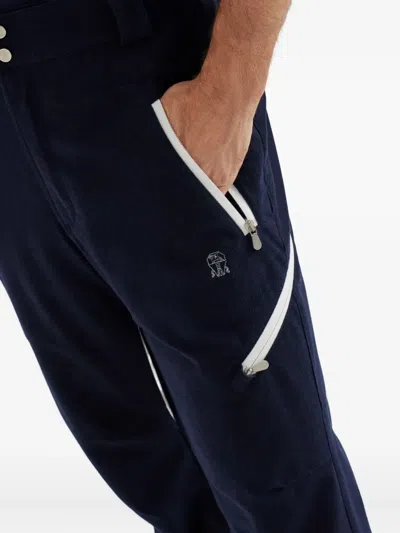 Brunello Cucinelli Mountain Padding Contrast Side-zip Trousers In Blue