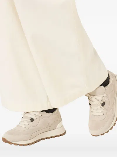 Brunello Cucinelli Shearling-lined Suede Low-top Sneakers In Neutral