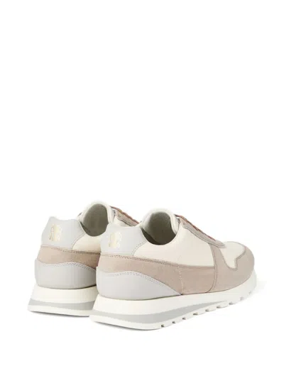 Brunello Cucinelli Olimpo Suede-trimmed Full-grain Leather Sneakers In Neutral