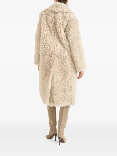 Brunello Cucinelli Double-breasted Shearling Coat In Neutral
