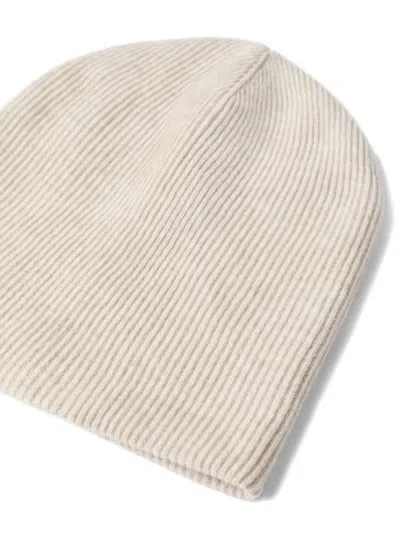 Brunello Cucinelli Cashmere Rib Beanie In White