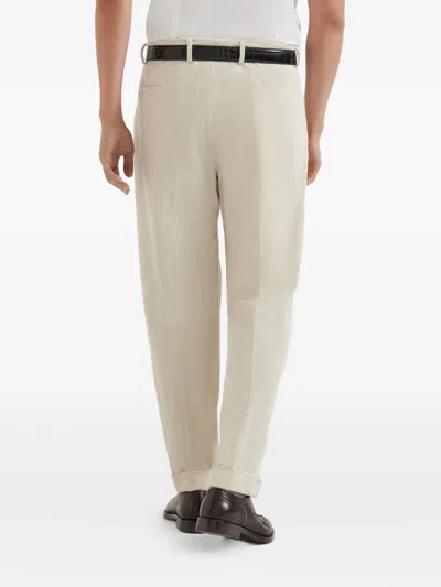 Brunello Cucinelli Garment-dyed Corduroy Trousers In Neutral