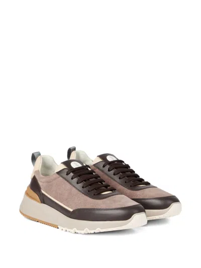 Brunello Cucinelli Leather-suede Runner 2.0 Sneakers In Brown