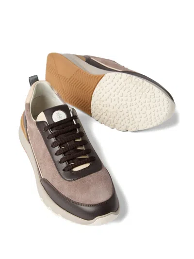 Brunello Cucinelli Leather-suede Runner 2.0 Sneakers In Brown
