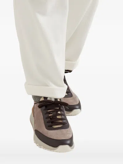 Brunello Cucinelli Leather-suede Runner 2.0 Sneakers In Brown