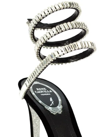 René Caovilla 104mm Serpent Rhinestone Stiletto Sandal In Black