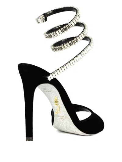 René Caovilla 104mm Serpent Rhinestone Stiletto Sandal In Black