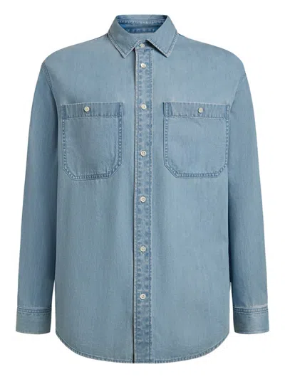 12 Storeez Lightweight Denim Shirt In Blue