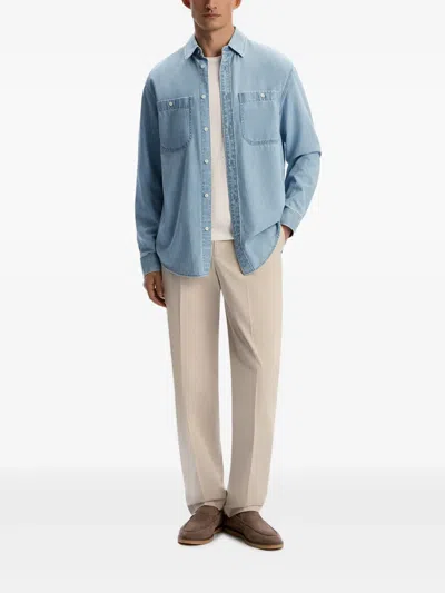 12 Storeez Lightweight Denim Shirt In Blue