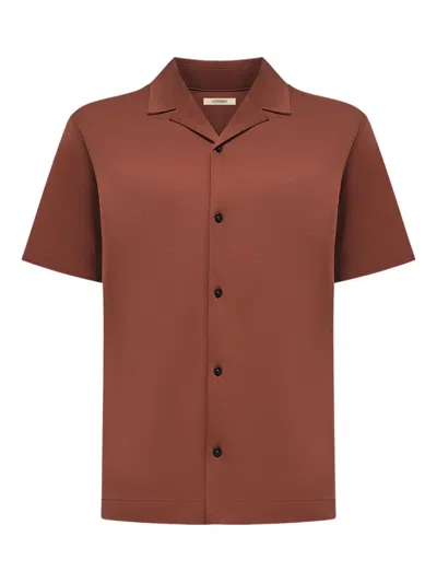 12 Storeez Button Pima-cotton Shirt In Brown
