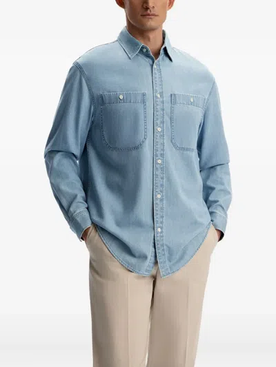 12 Storeez Lightweight Denim Shirt In Blue