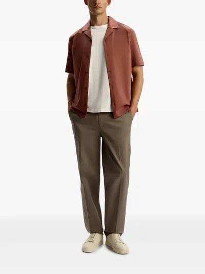 12 Storeez Button Pima-cotton Shirt In Brown