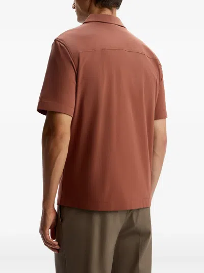 12 Storeez Button Pima-cotton Shirt In Brown