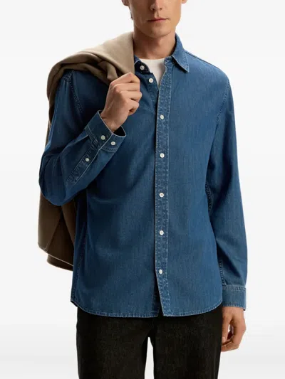 12 Storeez Buttoned Denim Shirt In Blue