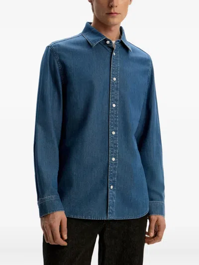 12 Storeez Buttoned Denim Shirt In Blue