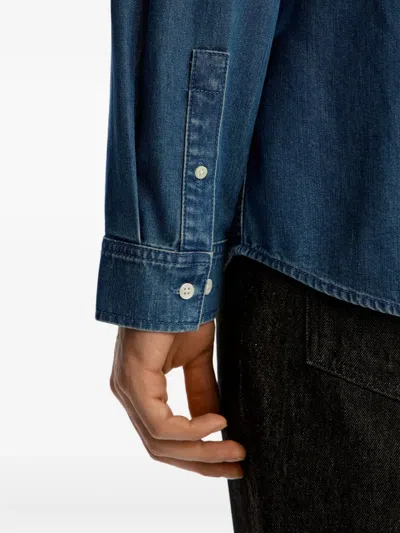 12 Storeez Buttoned Denim Shirt In Blue