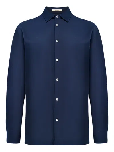 12 Storeez Buttoned Voile Shirt In Blue