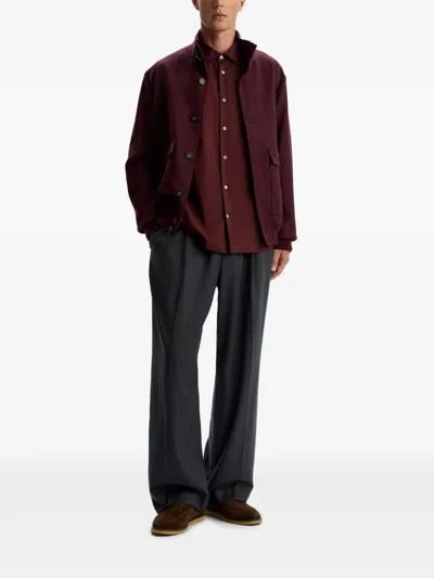 12 Storeez Buttoned Cotton Voile Shirt In Burgundy