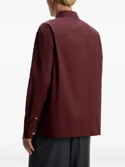 12 Storeez Buttoned Cotton Voile Shirt In Burgundy