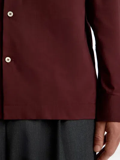 12 Storeez Buttoned Cotton Voile Shirt In Burgundy
