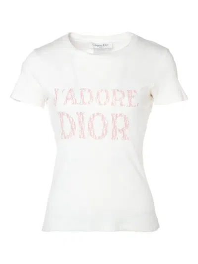 Pre-owned Dior 2004 Trotter-logo T-shirt In White