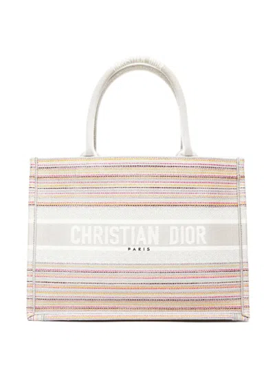Pre-owned Dior 2020 Book Striped Tote Bag In Neutral