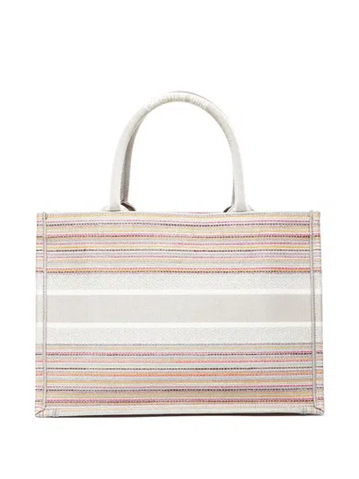 Pre-owned Dior 2020 Book Striped Tote Bag In Neutral