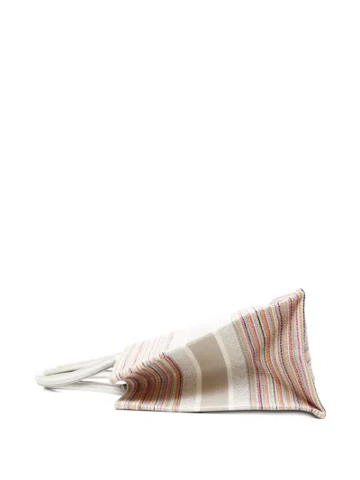 Pre-owned Dior 2020 Book Striped Tote Bag In Neutral