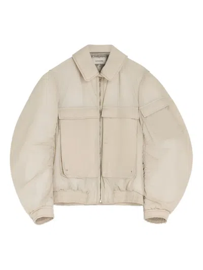 Lemaire Detachable-collar Zip-up Puffer Jacket In Neutral
