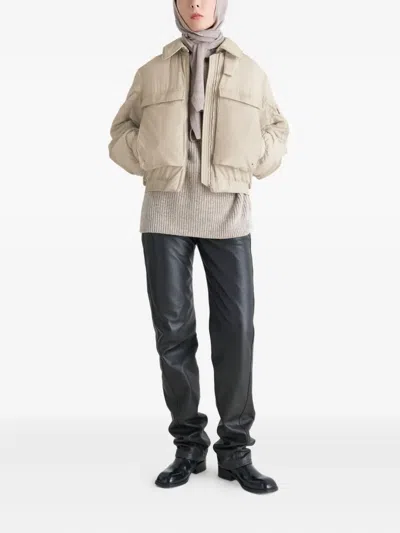 Lemaire Detachable-collar Zip-up Puffer Jacket In Neutral