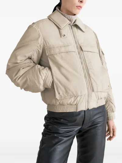 Lemaire Detachable-collar Zip-up Puffer Jacket In Neutral