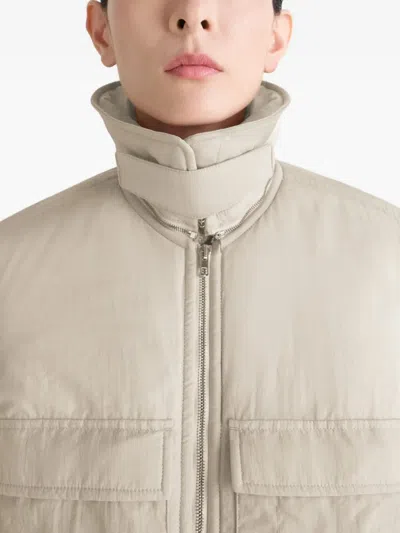 Lemaire Detachable-collar Zip-up Puffer Jacket In Neutral