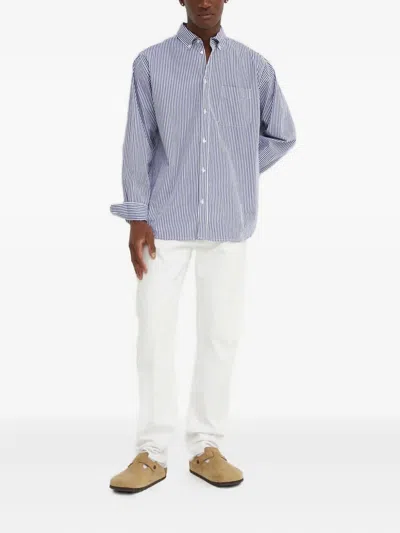 Les Deux Striped-pattern Patch-pocket Shirt In Blue