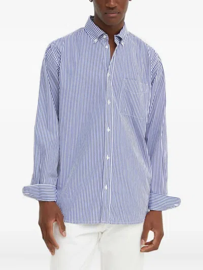 Les Deux Striped-pattern Patch-pocket Shirt In Blue
