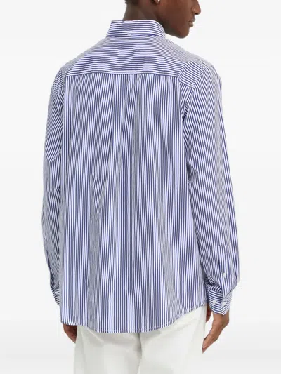Les Deux Striped-pattern Patch-pocket Shirt In Blue