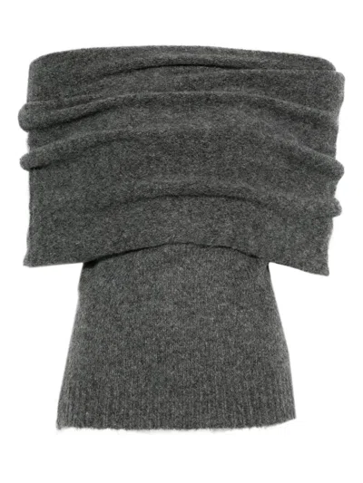Entire Studios Off-shoulder Sleeveless Knitted Top In Gray