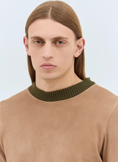 Charlie Constantinou Men Panelled Waffle Top With Scarf In Brown