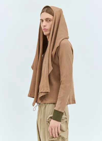 Charlie Constantinou Men Panelled Waffle Top With Scarf In Brown