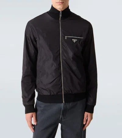 Prada Reversible Virgin Wool And Re-nylon Jacket In Black
