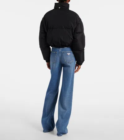 Prada Re-nylon Cropped Down Jacket In Black