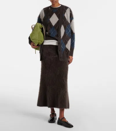 Lisa Yang Elaria Cardigan Wood/night Fall/sand/cream Brushed Argyle 0 In Multi