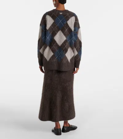 Lisa Yang Elaria Cardigan Wood/night Fall/sand/cream Brushed Argyle 0 In Multi