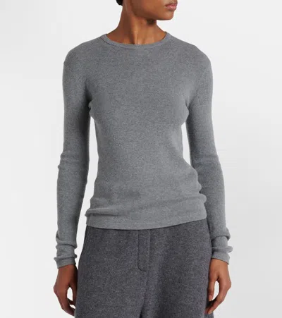 Lisa Yang Vivian Knitted Cotton And Cashmere Top In Gray