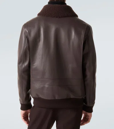Gabriela Hearst Grant Leather Bomber Jacket With Shearling Collar In Brown