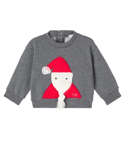Il Gufo Baby Embroidered Cotton Sweatshirt In Gray
