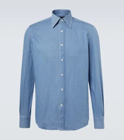 Thom Sweeney Denim Shirt In Multi