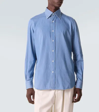Thom Sweeney Denim Shirt In Multi