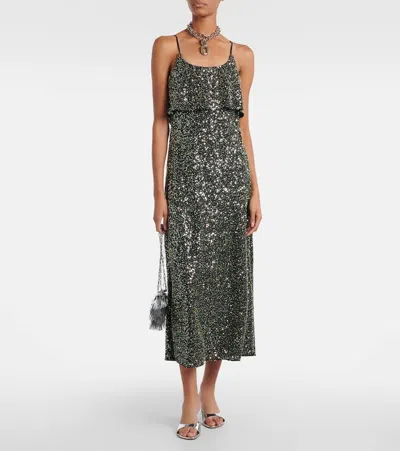 Rabanne Sequin-layered Midi Dress In Multi