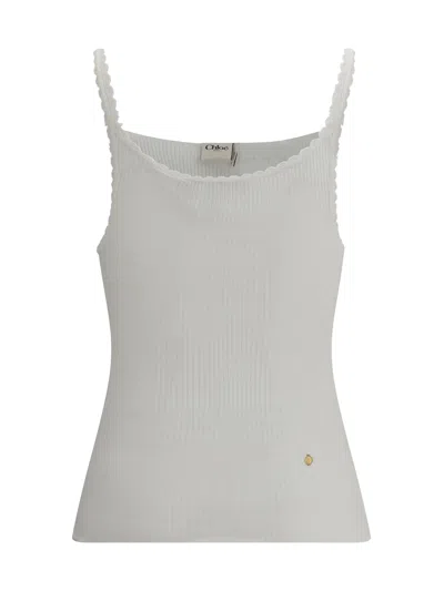 Chloé Women Cotton Tank Top In White
